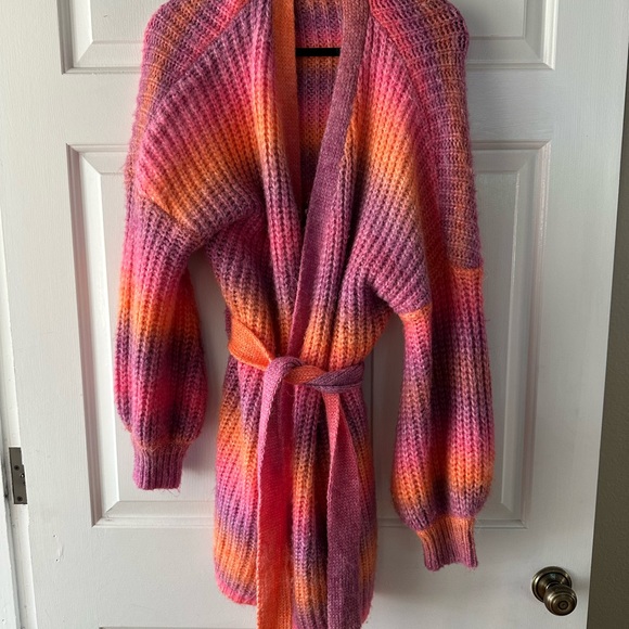 Vici Pink and Orange Knit Cardigan Sweater - Picture 4 of 4